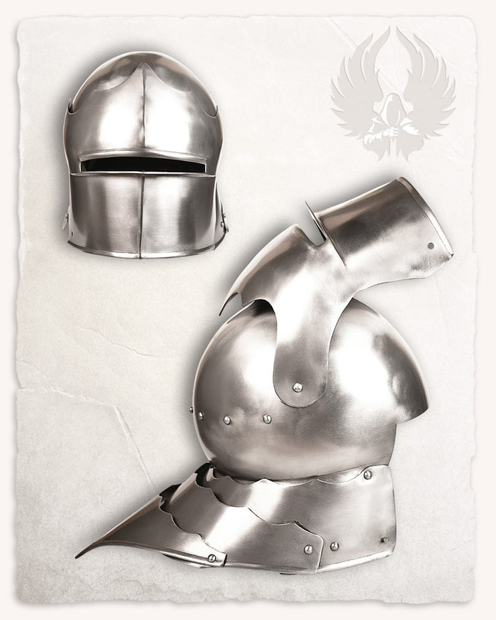 Casco medieval Sallet acero pulido modelo Mathes