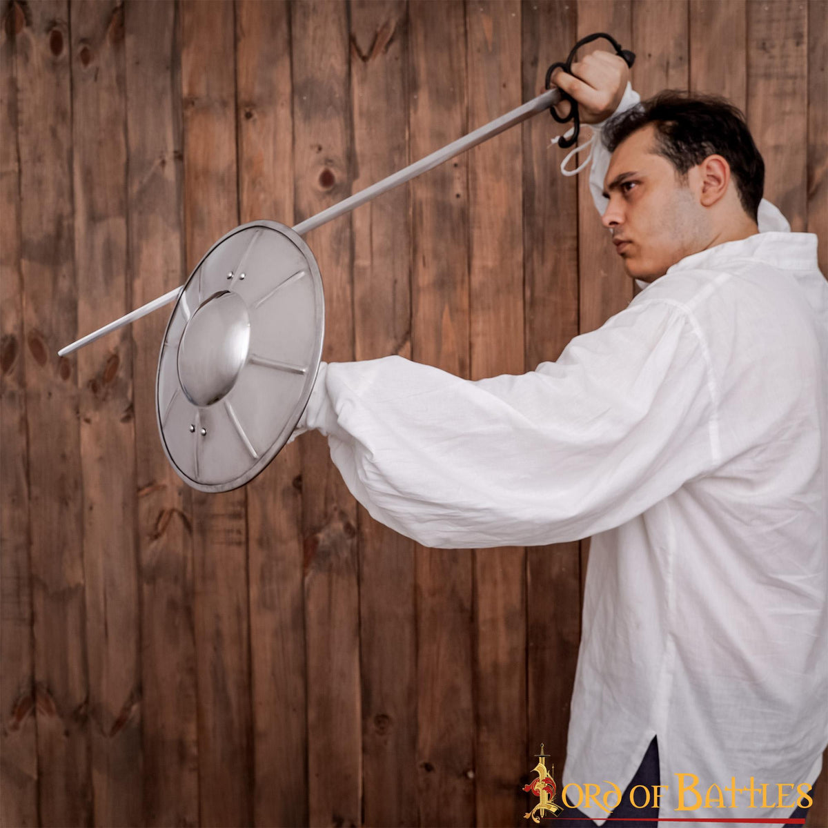 Broquel medieval funcional en acero (30,4 cm.)