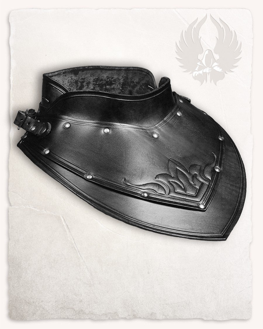 Gorjal medieval cuero negro decorado modelo Sigfrid