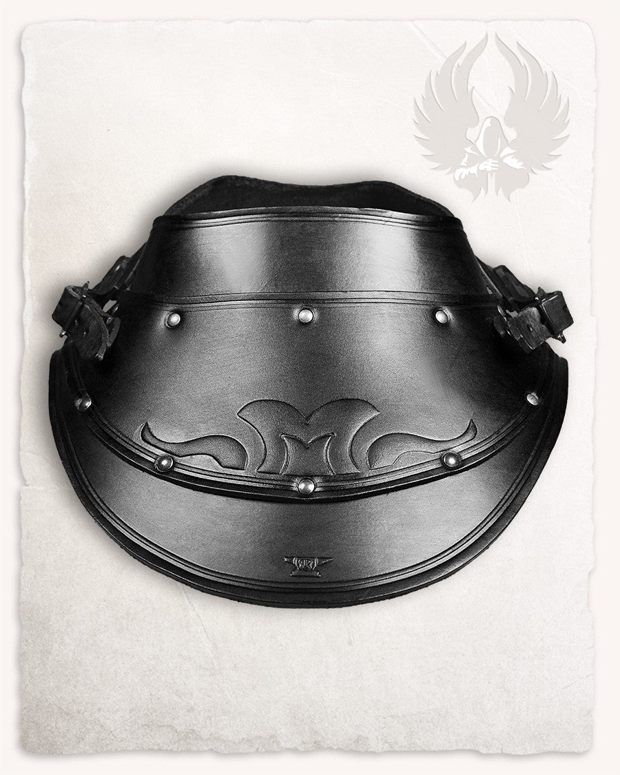 Gorjal medieval cuero negro decorado modelo Sigfrid
