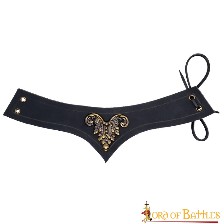 Tiara medieval cuero negro decorada