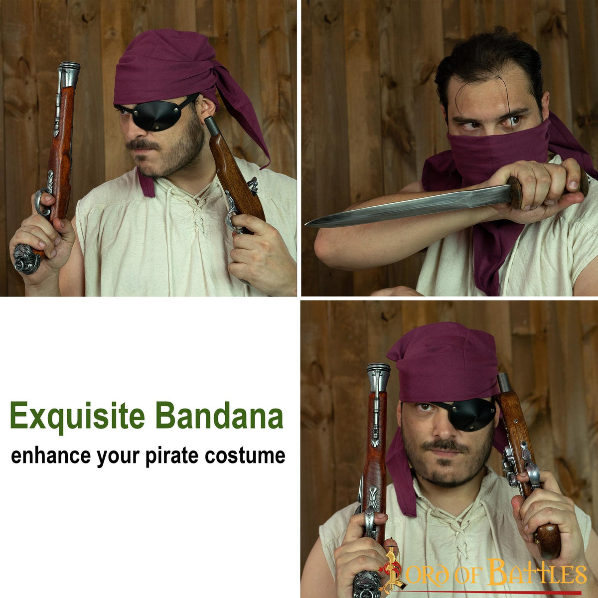 Bandana pirata algodón burdeos