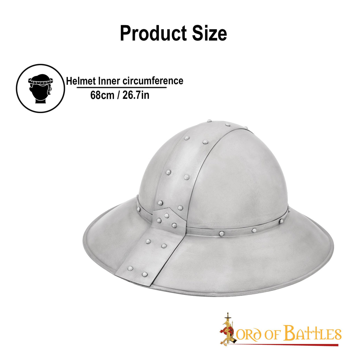 Casco medieval Kettle con forro cuero genuino.