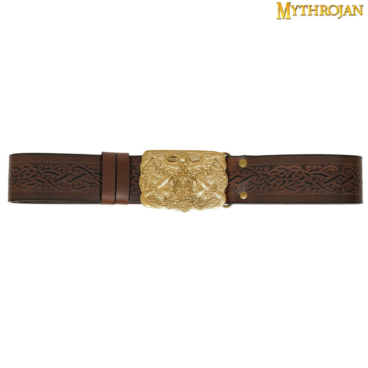 Cinturón vikingo con hebilla latón Cuervo de Odín