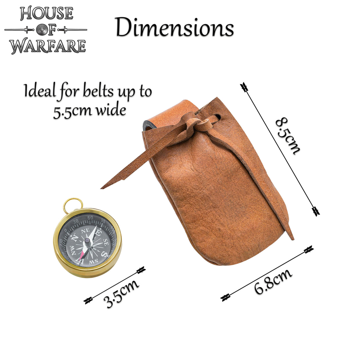 Brújula pirata con funda piel auténtica (3.5 cm.)