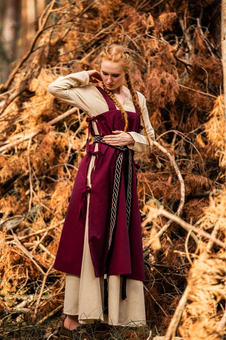 Túnica medieval para mujer Hildegard, rojo