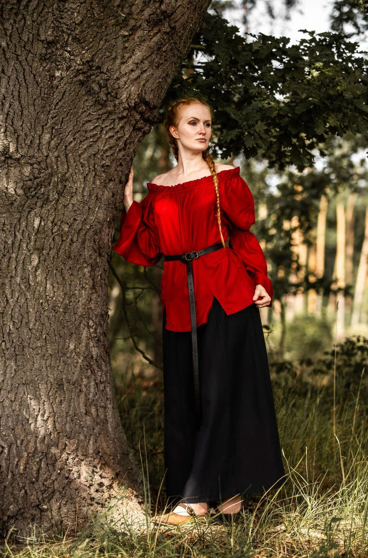 Blusa medieval clásica modelo Emma, color rojo