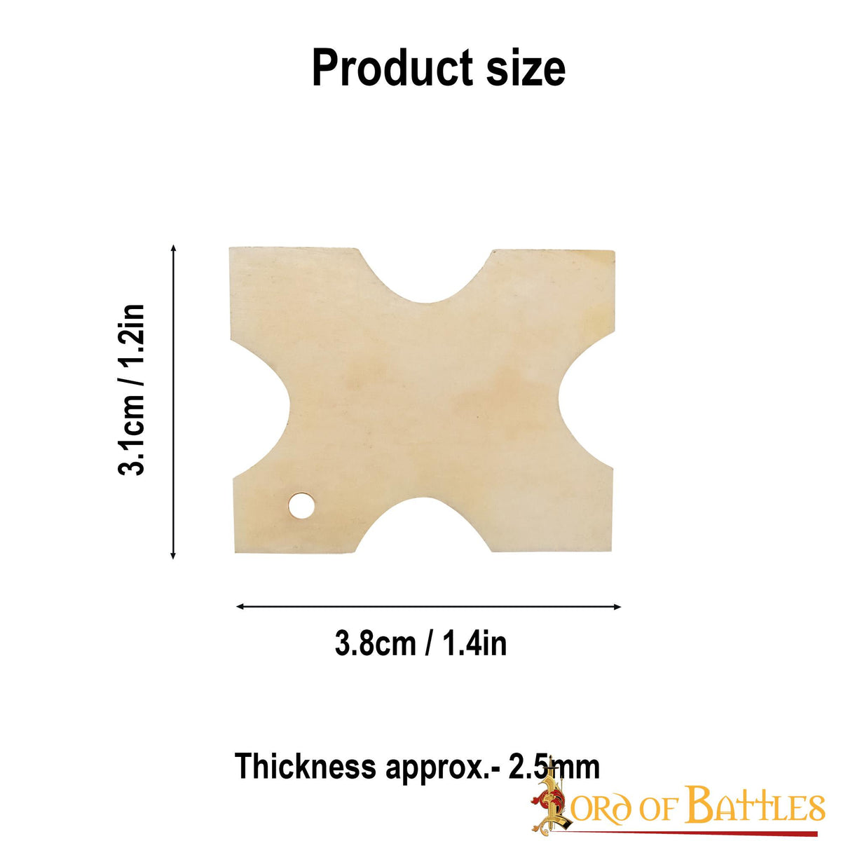 Tablita decorativa de hueso ( 3,8 x 3,1 cm)