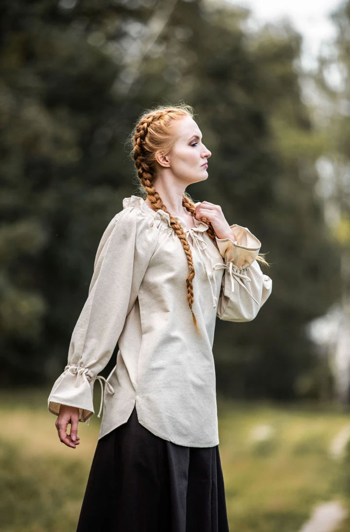 Blusa medieval Morgan blanca natural