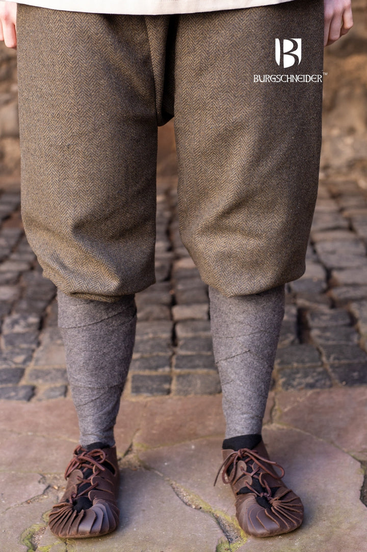 Pantalones vikingos Tilda Herringbone, color oliva-gris