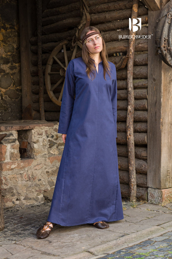 Vestido medieval largo modelo Rus Marzena, Azul oscuro