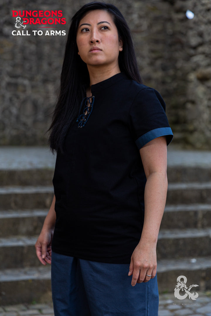 Camisa medieval de Pícaro, negro-azul