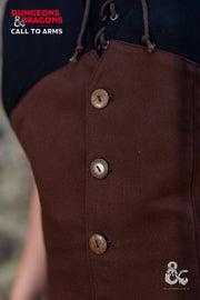 Chaleco medieval con capucha de Pícaro, negro-marrón