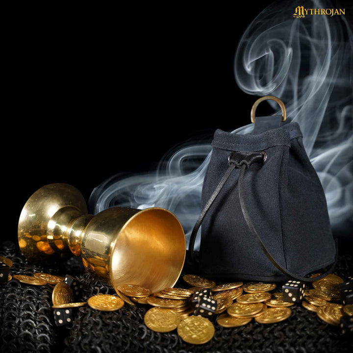 Bolsa medieval cuero LARP (12,7 x 10,1 cm.)