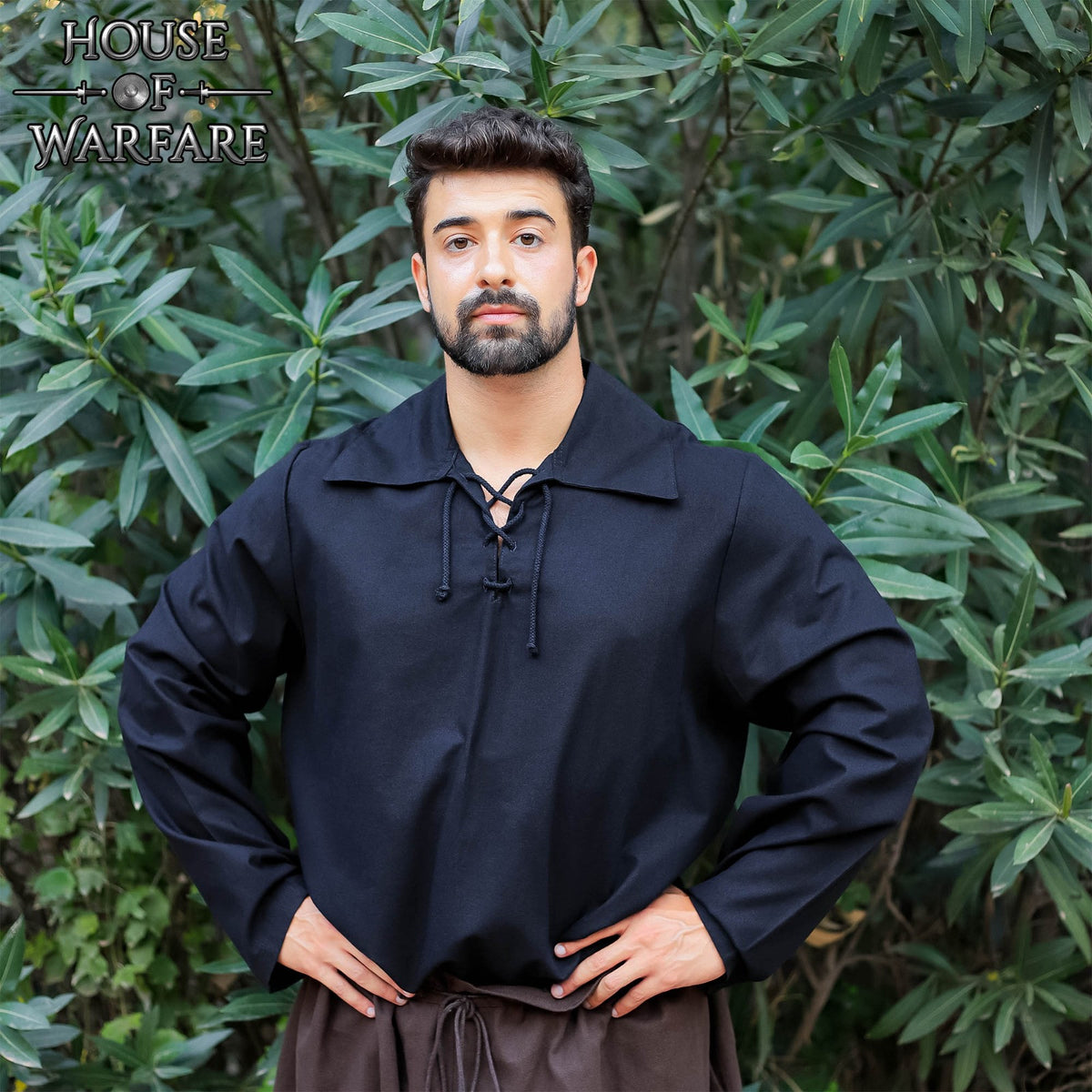 Camisa medieval algodón modelo Mario, negro