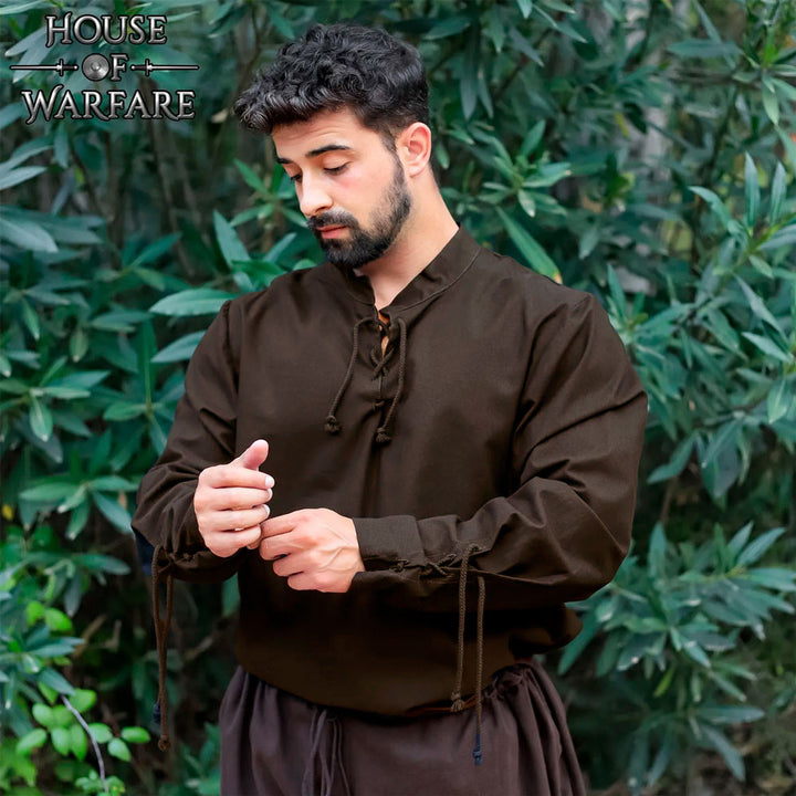 Camisa medieval algodón modelo Luigi, marrón
