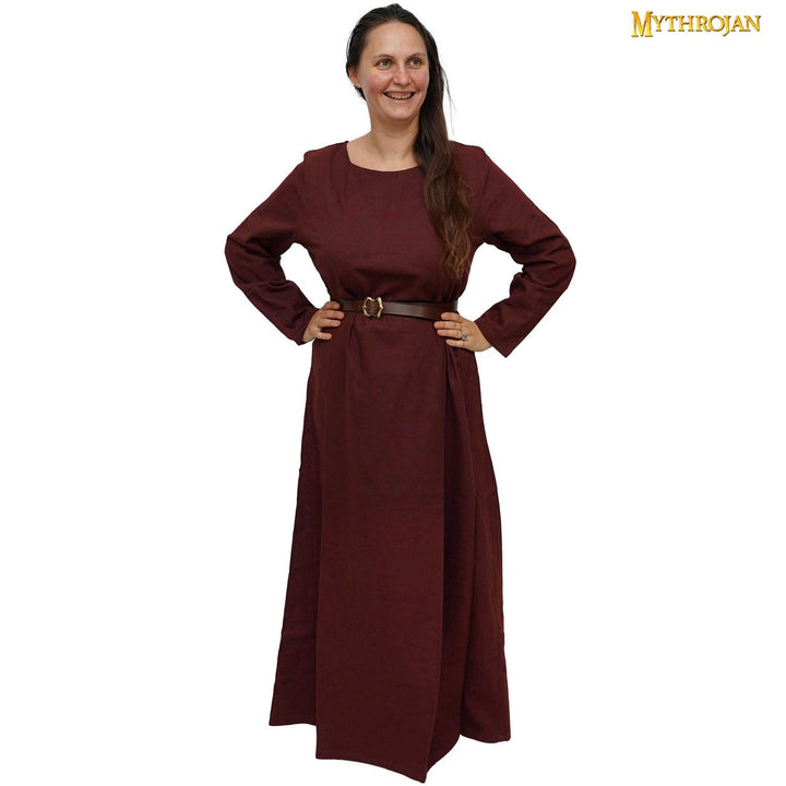 Vestido medieval largo Siglos X-XV, marrón