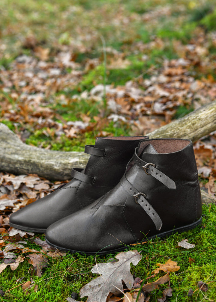 Botines medievales, 2 hebillas, marrones