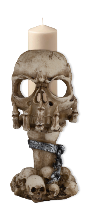 Porta Velas Calavera de resina (16 cm.)