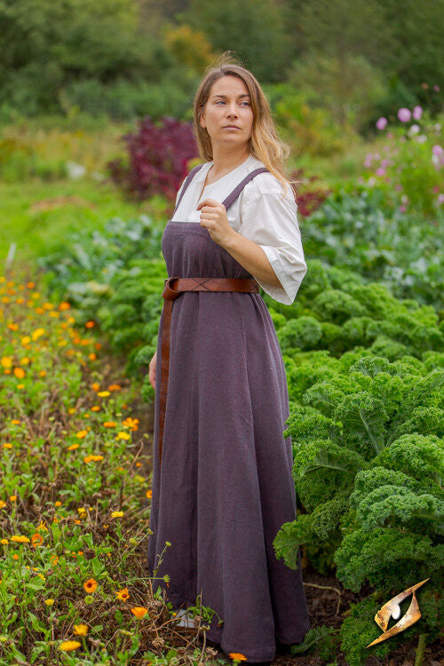 Vestido vikingo mujer Frida gris burdeos