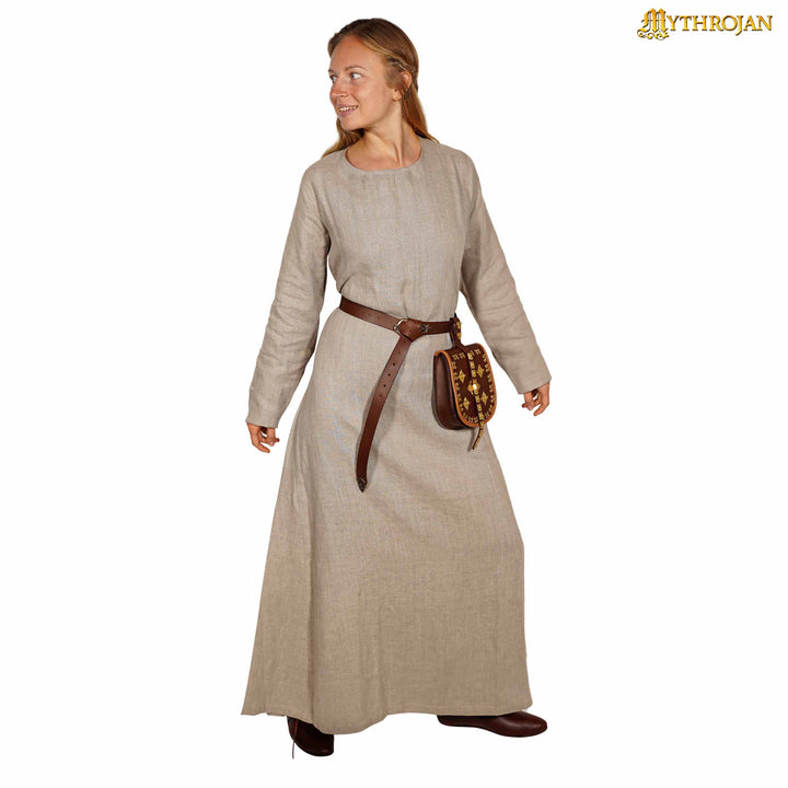 Vestido vikingo mujer lino modelo Helga, color natural
