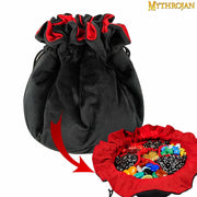 Bolsa medieval con cordón para dados, negro - rojo