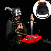 Bolsa medieval con cordón para dados, negro - rojo