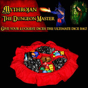 Bolsa medieval con cordón para dados, negro - rojo