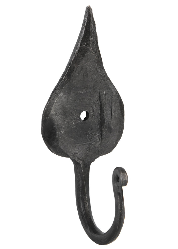 Gancho medieval de pared forjado a mano, diseño hoja