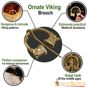 Fíbula vikinga latón diseño lobos (4,5 cm.)