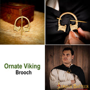 Fíbula vikinga latón diseño lobos (4,5 cm.)