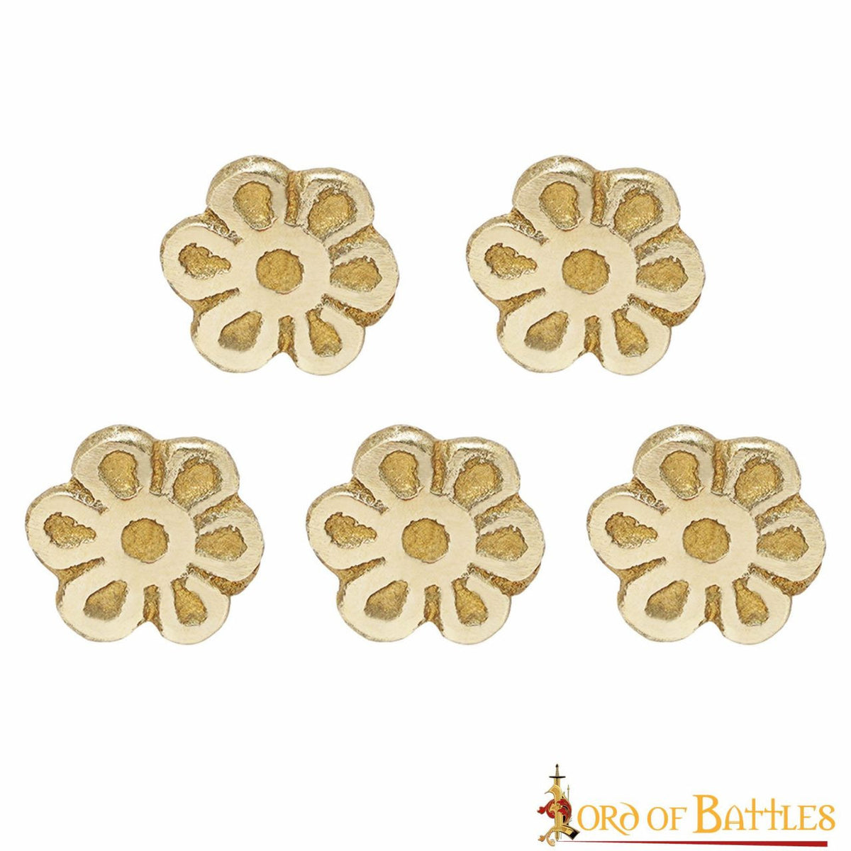 Pack 5 chapas diseño flor en latón