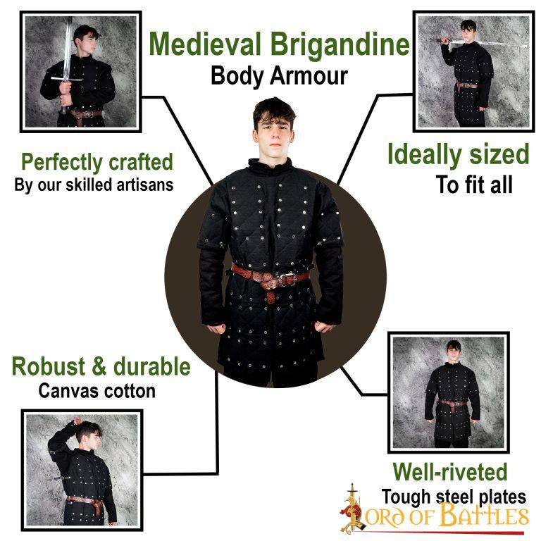Brigantina negra con placas metálicas acero remachadas
