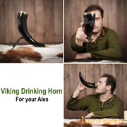 Cuerno vikingo para beber modelo Cuervos gemelos