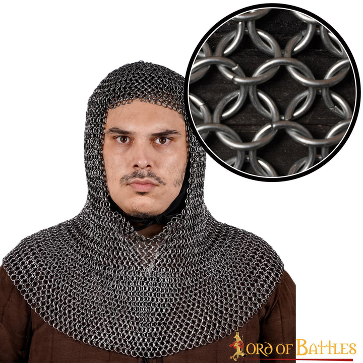 Verdugo medieval cota de malla acero dulce, negro
