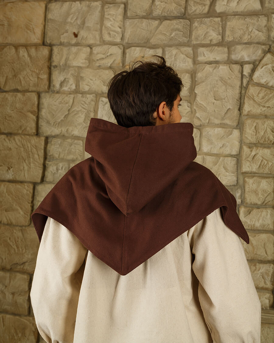 Gugel medieval de algodón modelo Folke, marrón