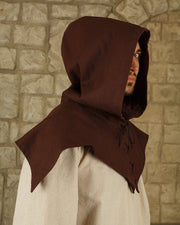 Gugel medieval de algodón modelo Folke, marrón