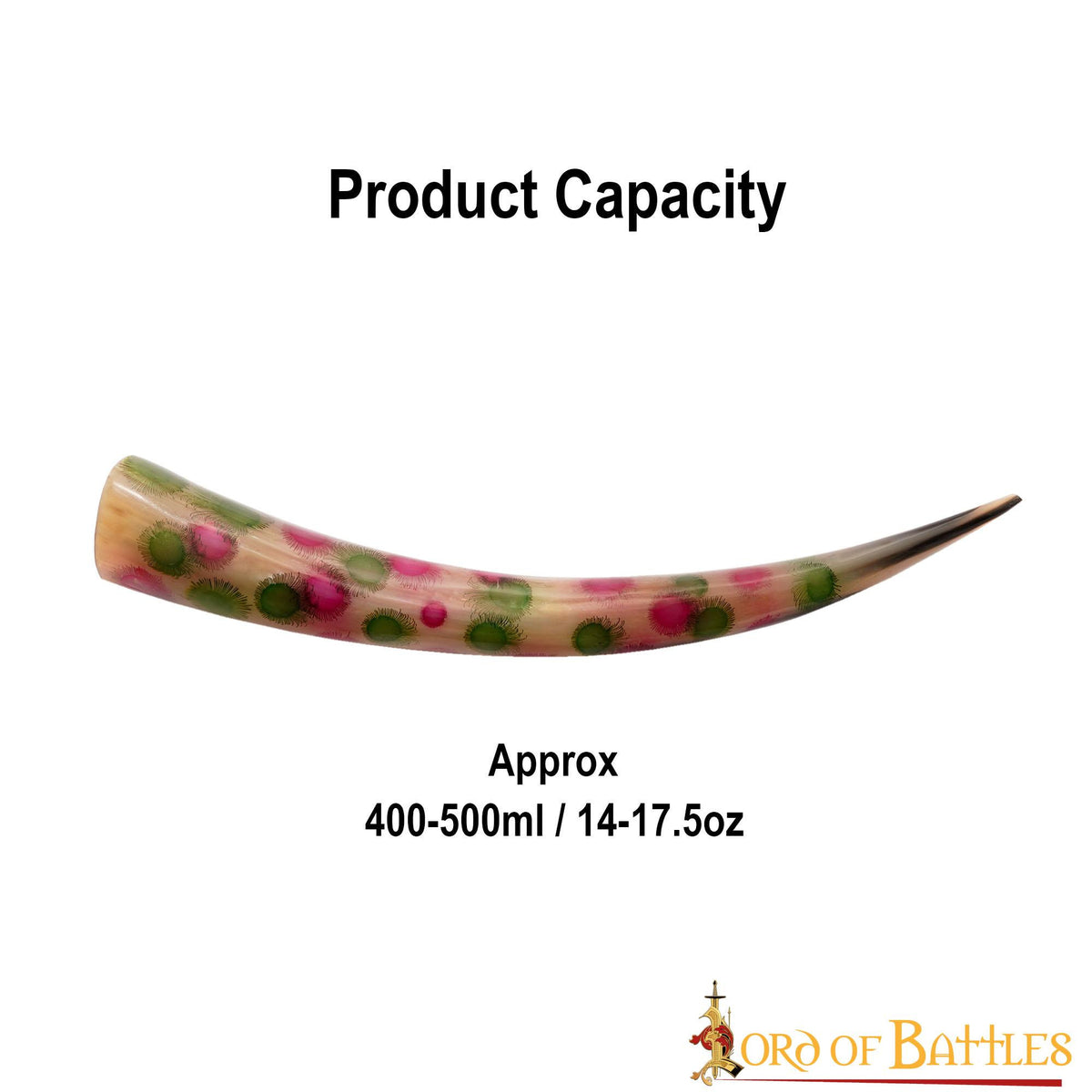 Cuerno para beber decorado topos (400-500 ml.)