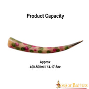 Cuerno para beber decorado topos (400-500 ml.)