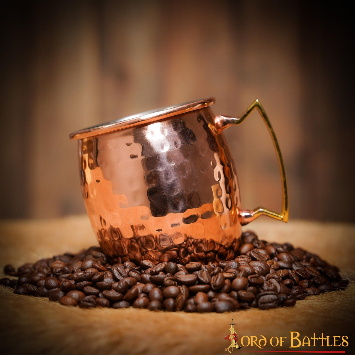 Taza medieval para beber de acero chapado en cobre