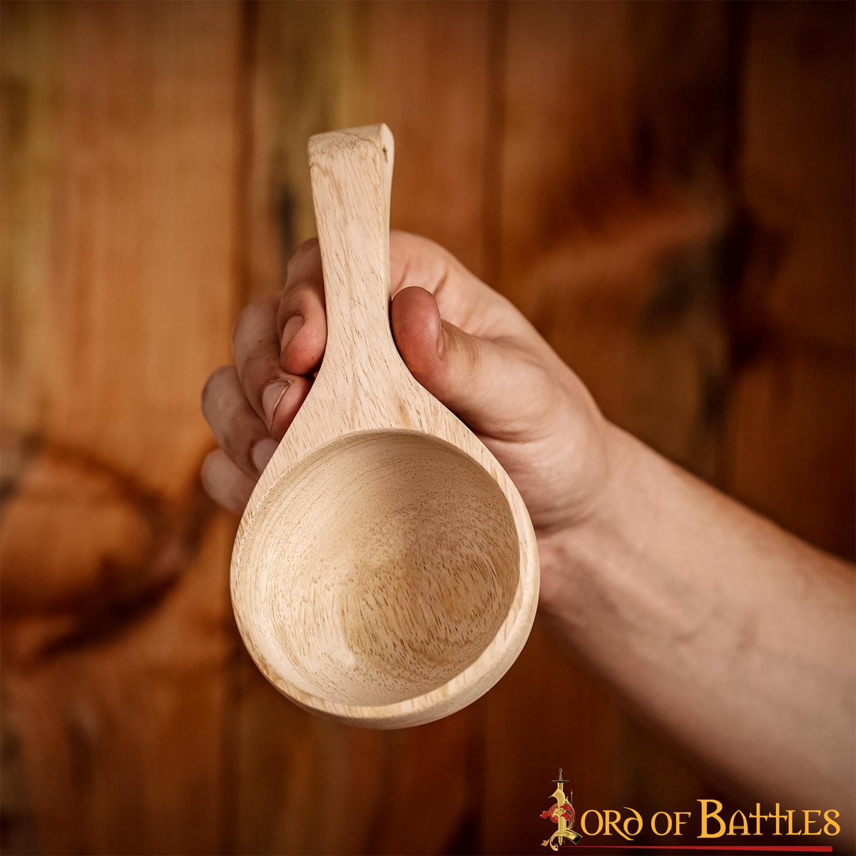 Cuchara medieval en madera, hecha a mano
