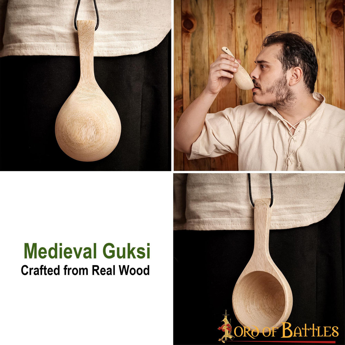 Cuchara medieval en madera, hecha a mano