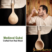 Cuchara medieval en madera, hecha a mano