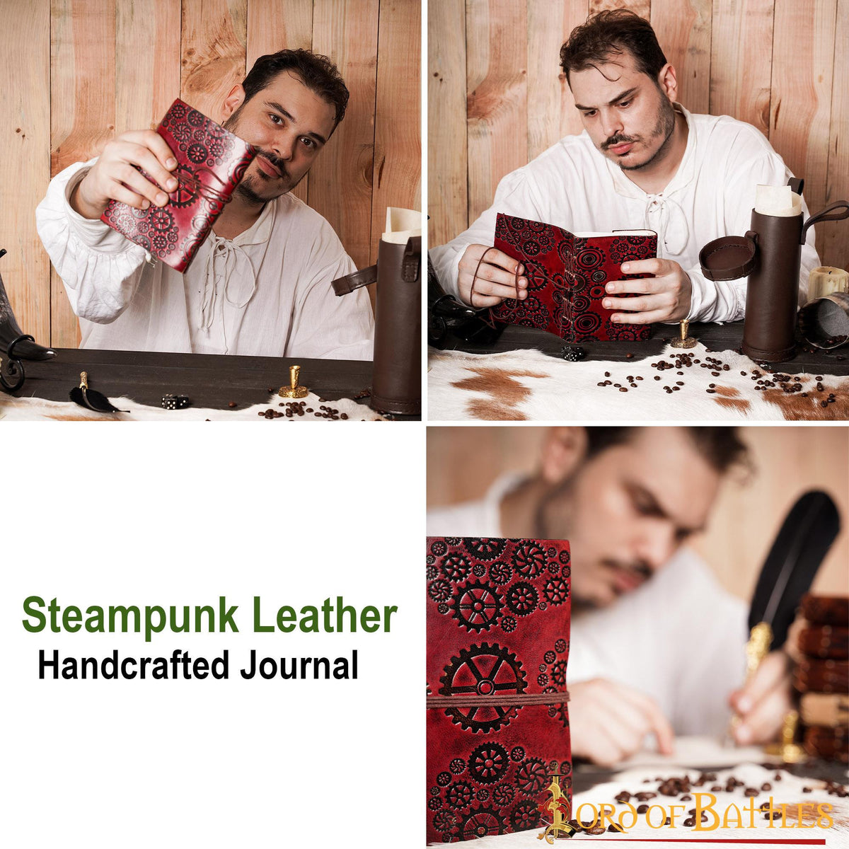 Diario de notas SteamPunk hecho en cuero