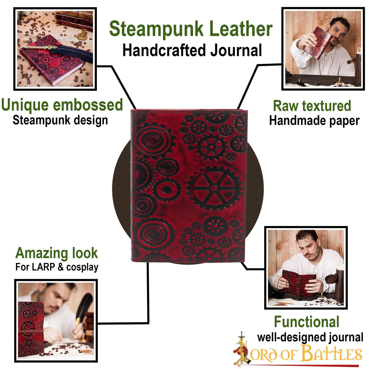 Diario de notas SteamPunk hecho en cuero