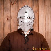 Bacinete Battle-Ready con visera, finales Edad Media