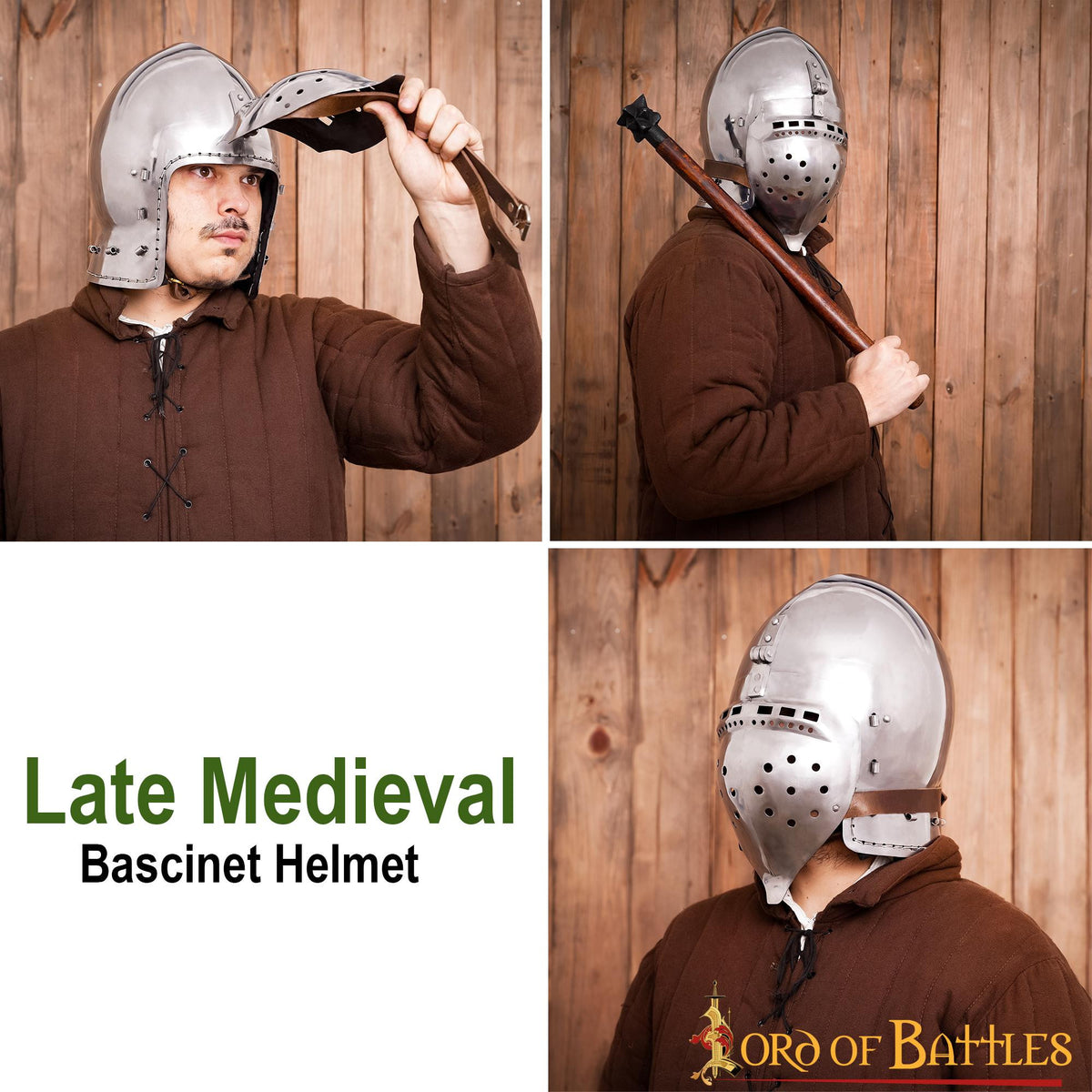 Bacinete Battle-Ready con visera, finales Edad Media