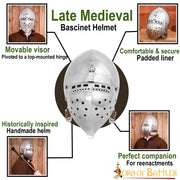 Bacinete Battle-Ready con visera, finales Edad Media