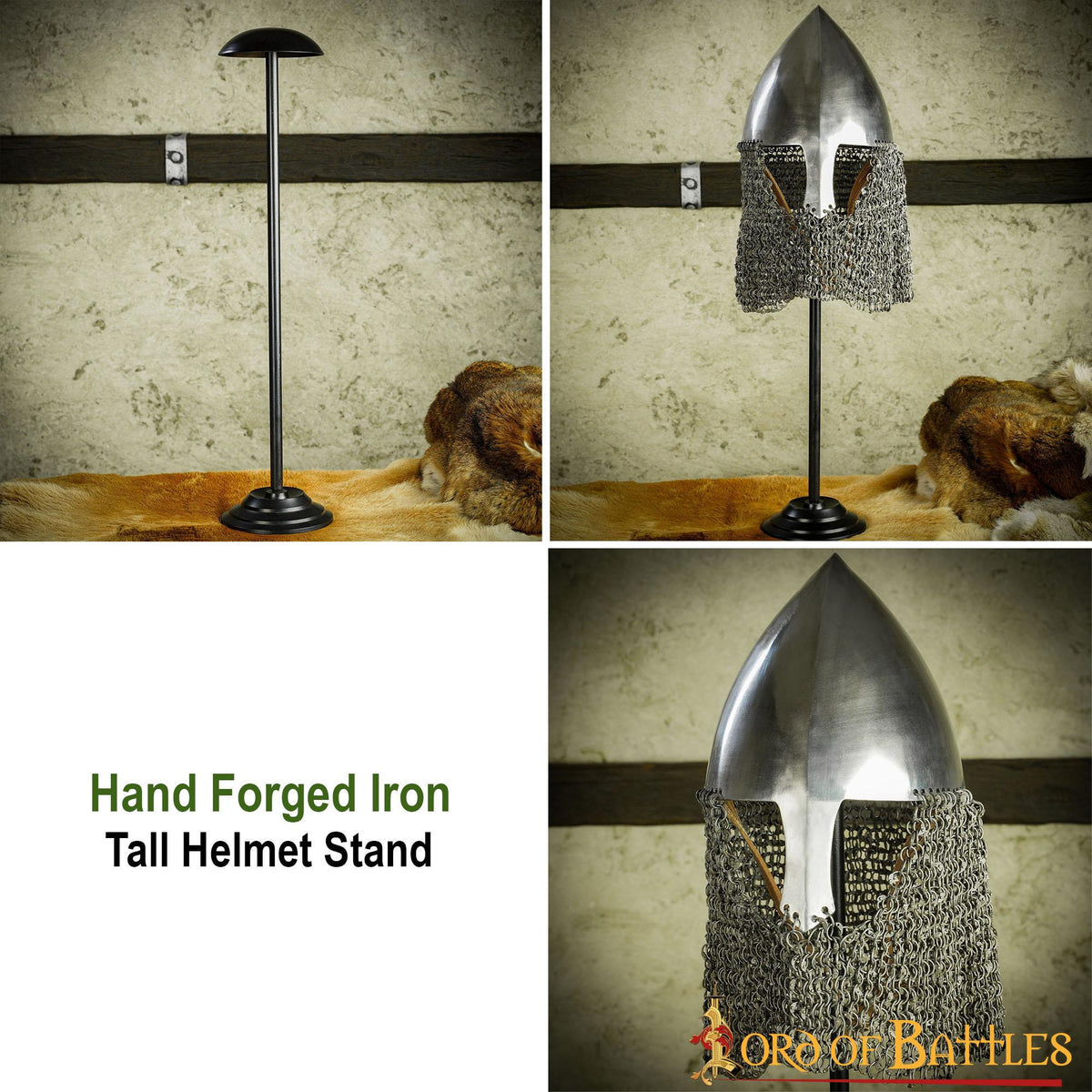 Stand de hierro para cascos, altura 63,5 cm.