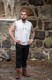Camisa medieval blanca sin mangas